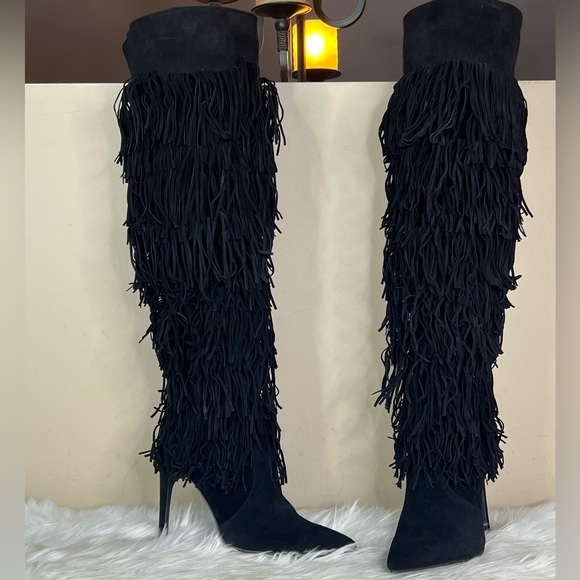 Jeffrey Campbell GoLightly Black Fringe Boot - Picture 7 of 9